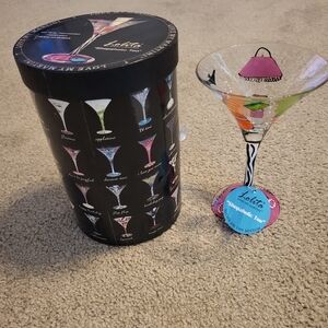 Lolita Martini Glass with Pink and Green Accents